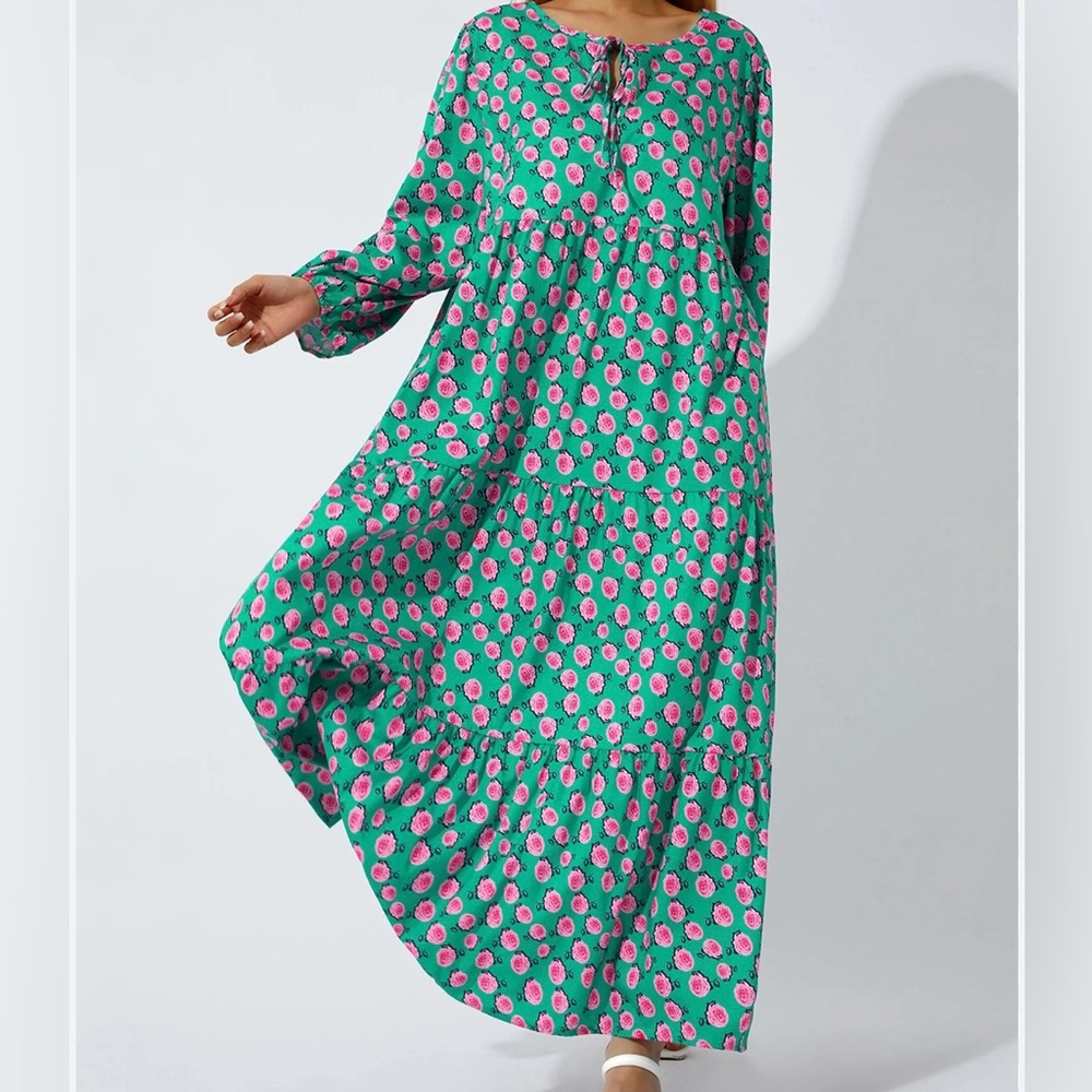 Floral Green and Pink Women's Dress